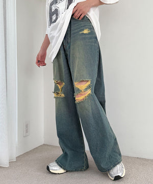 デニム中濃加工 モデル：158cm M着用