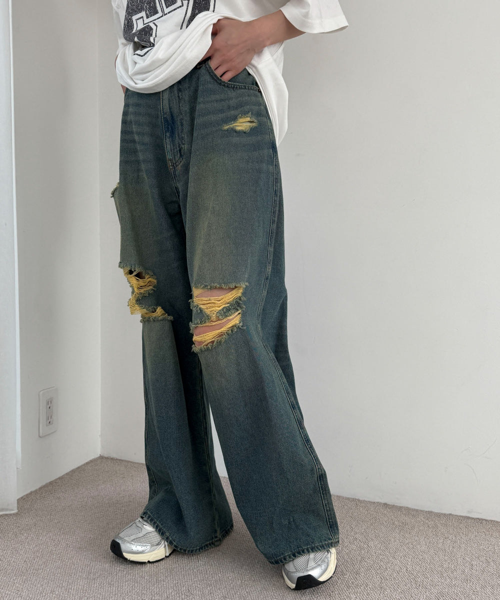 デニム中濃加工 モデル：158cm M着用