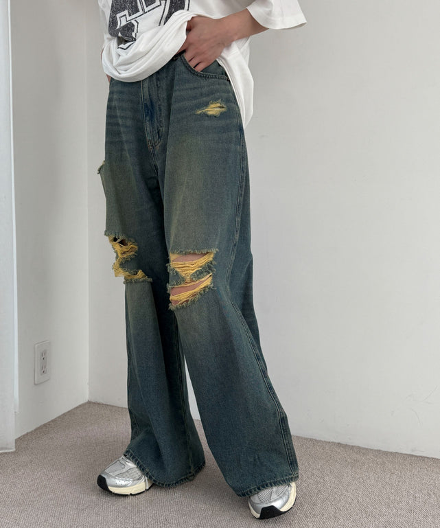 デニム中濃加工 モデル：158cm M着用