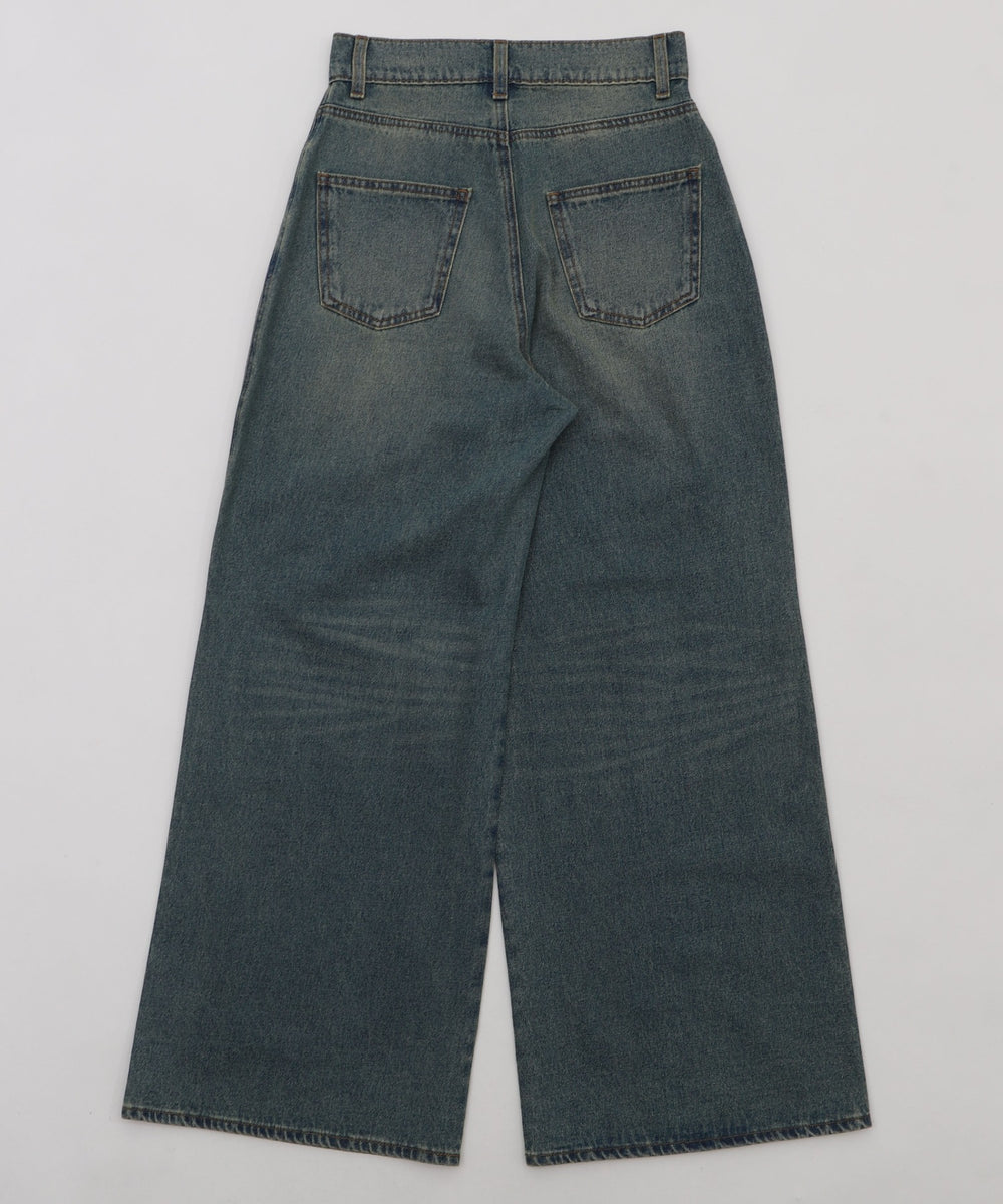 ダメージワイドデニムパンツ