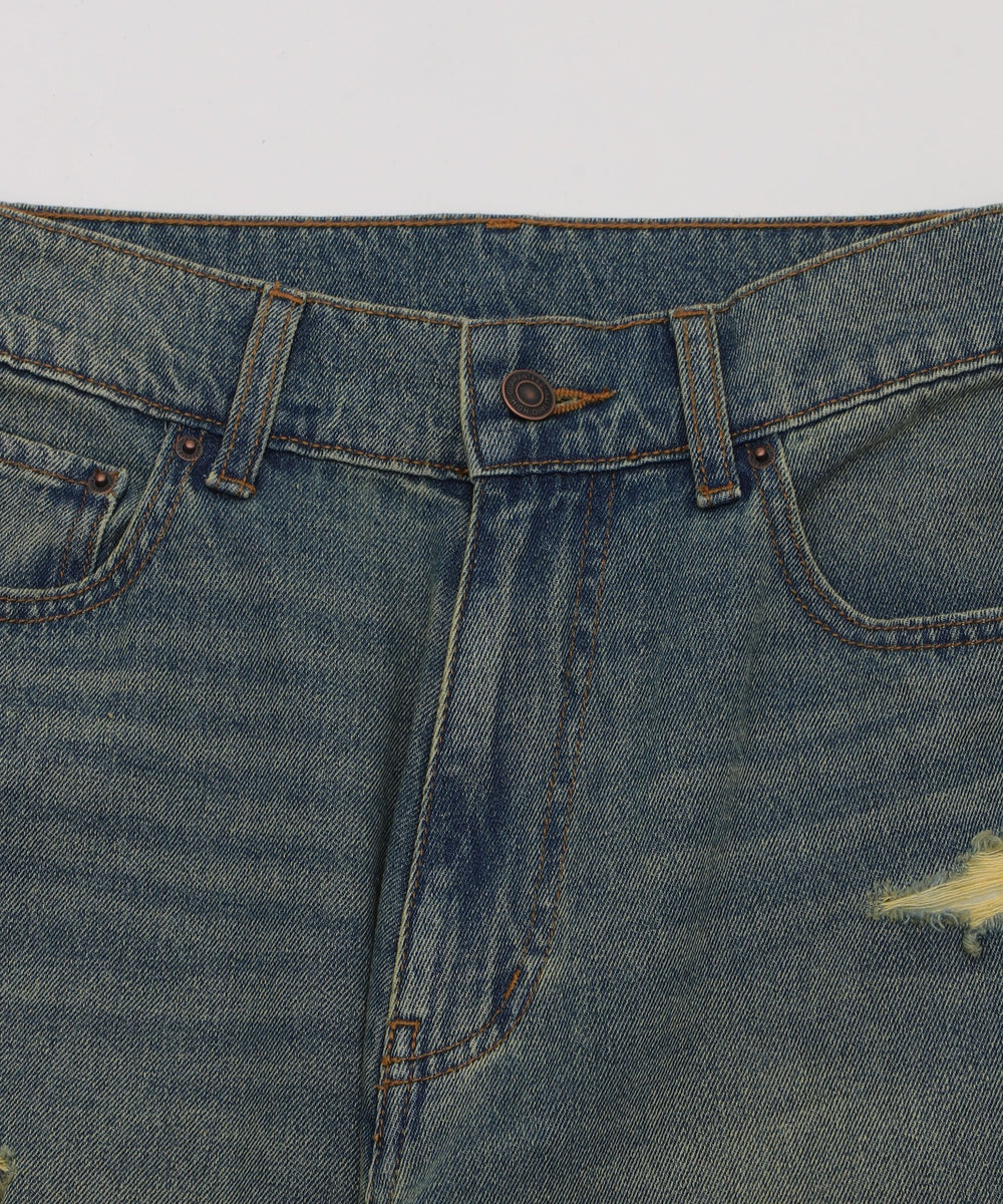 ダメージワイドデニムパンツ