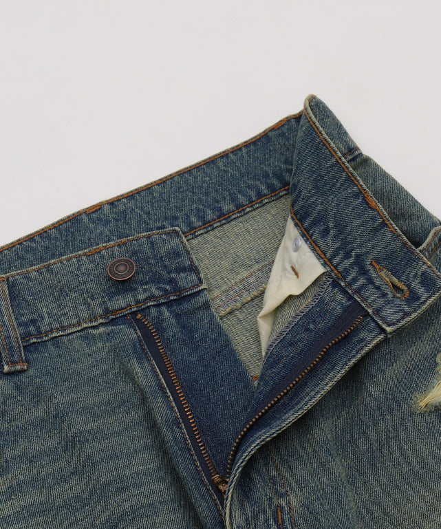 ダメージワイドデニムパンツ