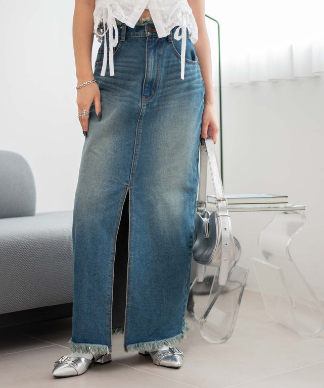 デニム中濃加工 モデル：160cm F着用