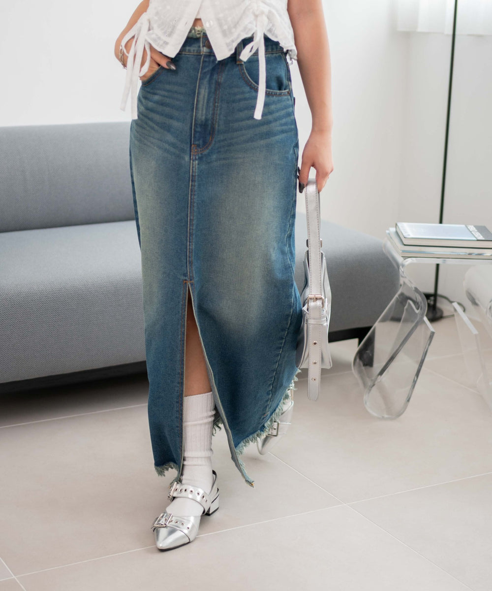 デニム中濃加工 モデル：160cm F着用