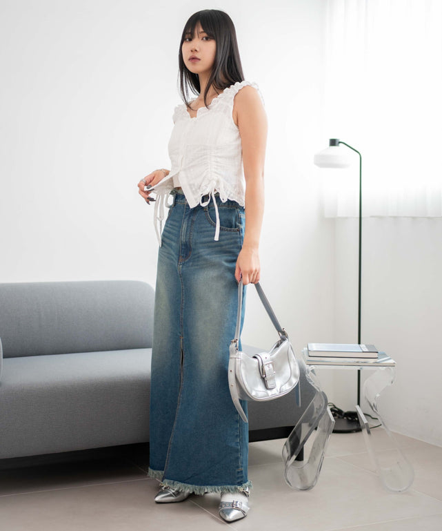 デニム中濃加工 モデル：160cm F着用