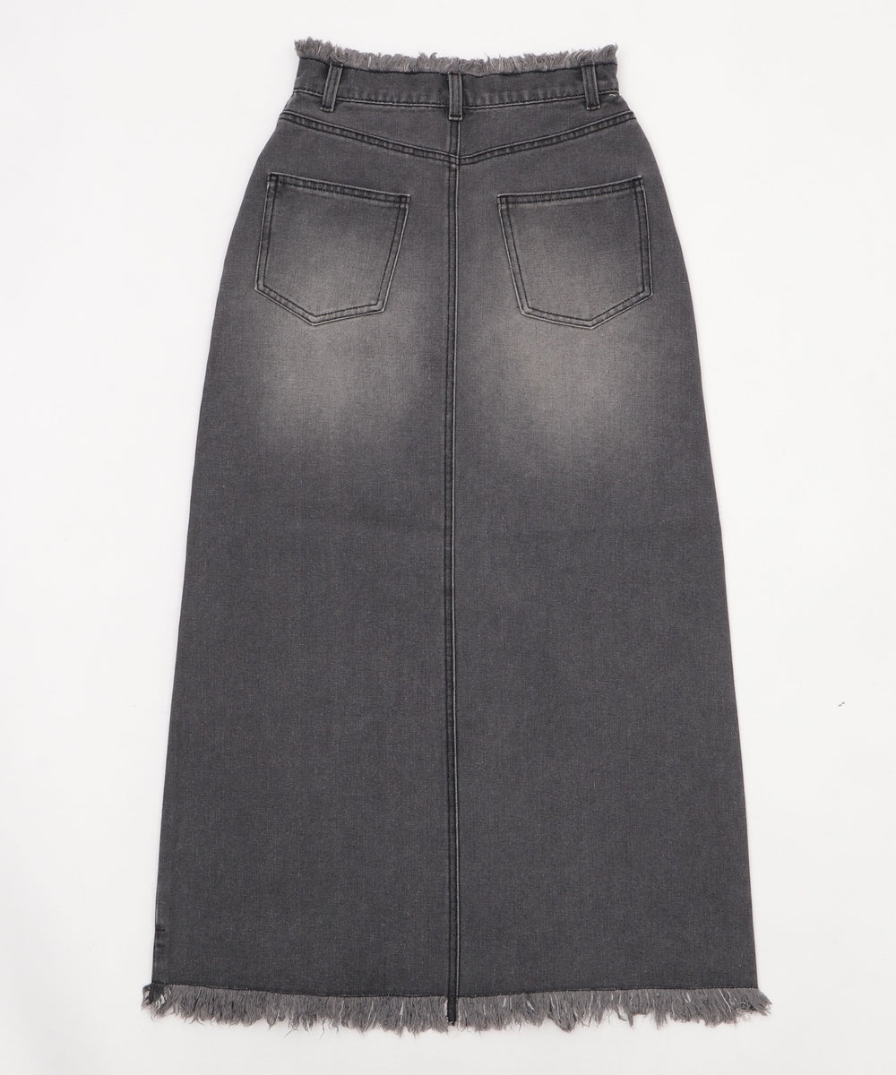 フリンジロングスリットデニムスカート