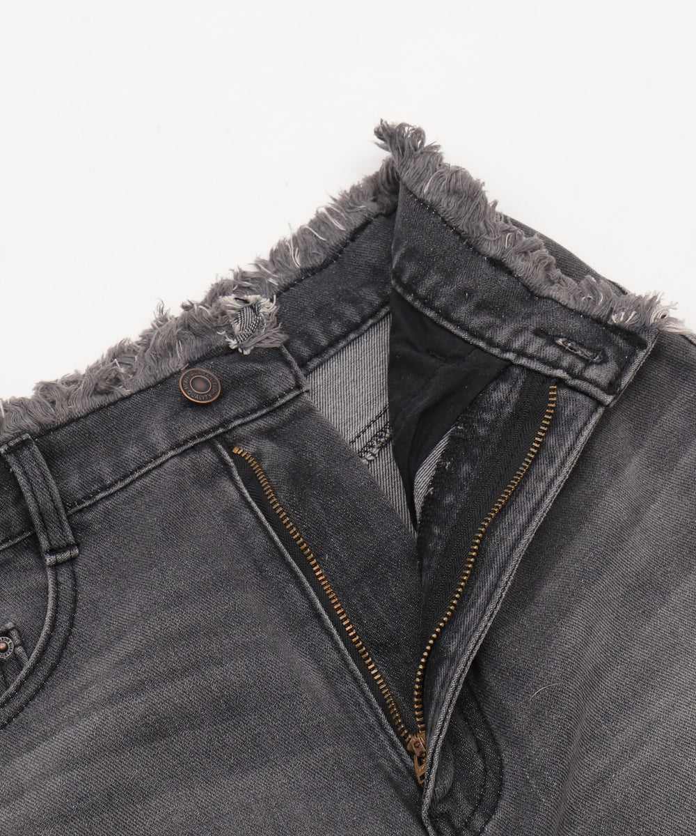 フリンジロングスリットデニムスカート