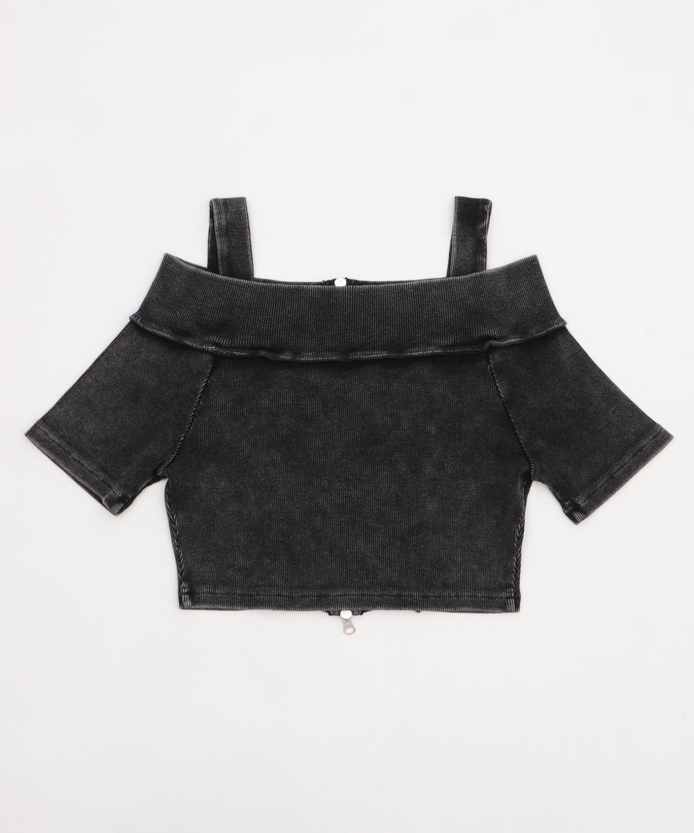 オフショルWジップトップス