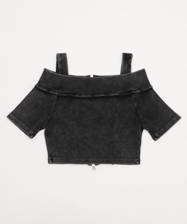 オフショルWジップトップス