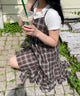 ブラウンチェック1　モデル:155cm F着用