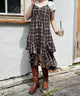 ブラウンチェック1　モデル:155cm F着用