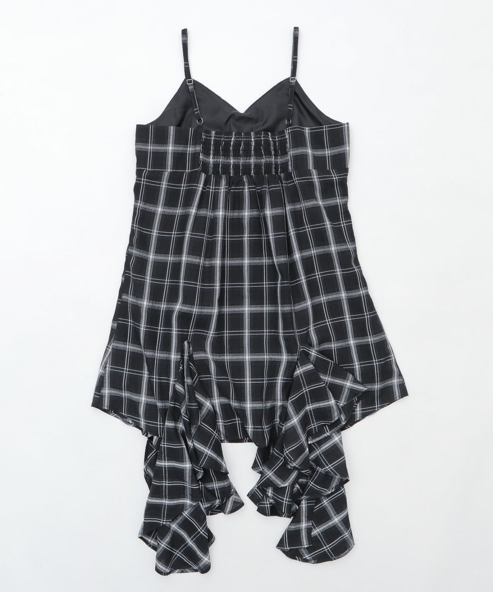 チェックイレヘムキャミワンピース