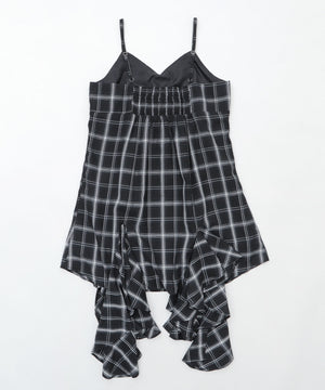 チェックイレヘムキャミワンピース