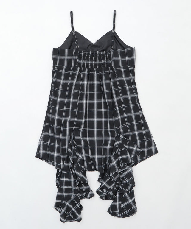 チェックイレヘムキャミワンピース