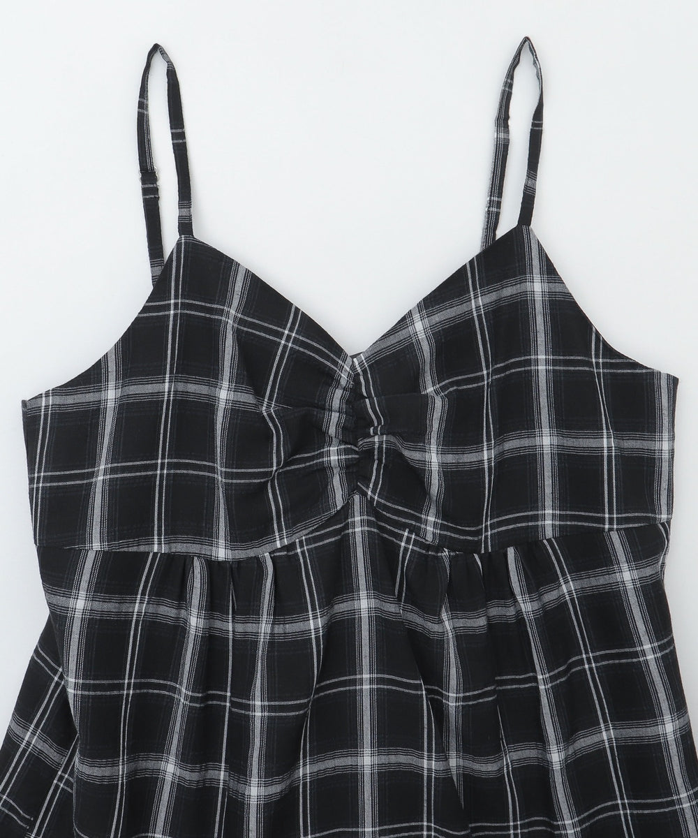 チェックイレヘムキャミワンピース