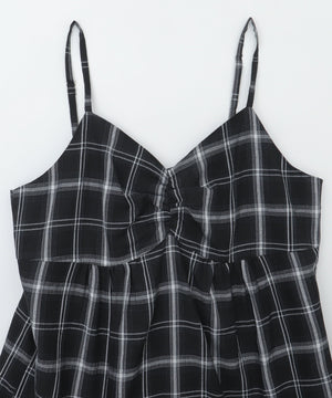 チェックイレヘムキャミワンピース