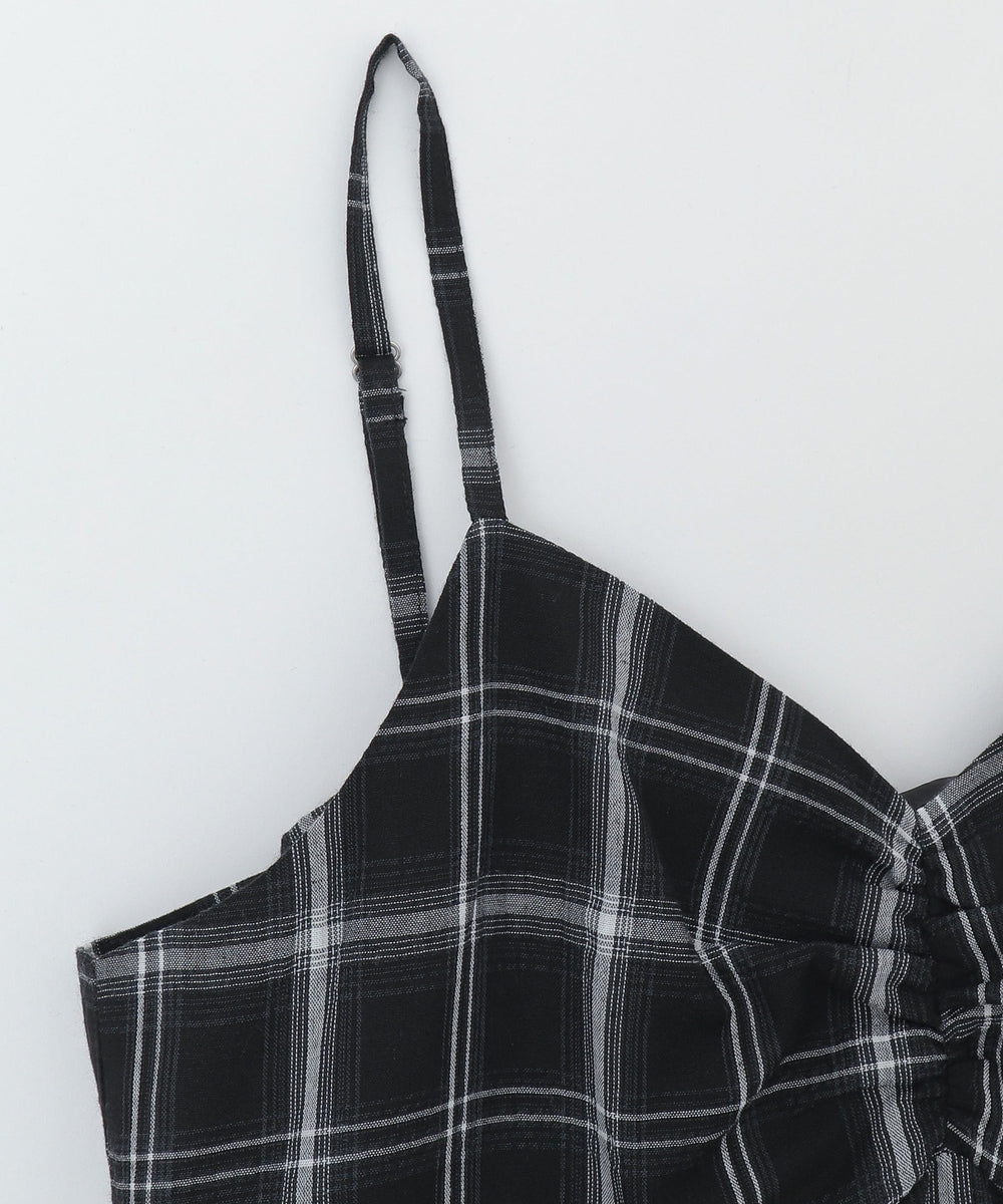 チェックイレヘムキャミワンピース