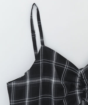 チェックイレヘムキャミワンピース