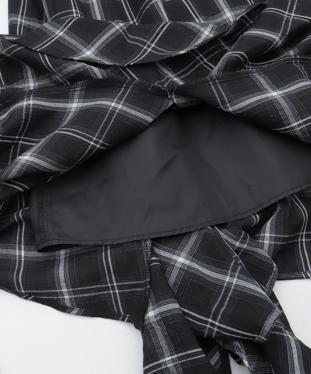 チェックイレヘムキャミワンピース