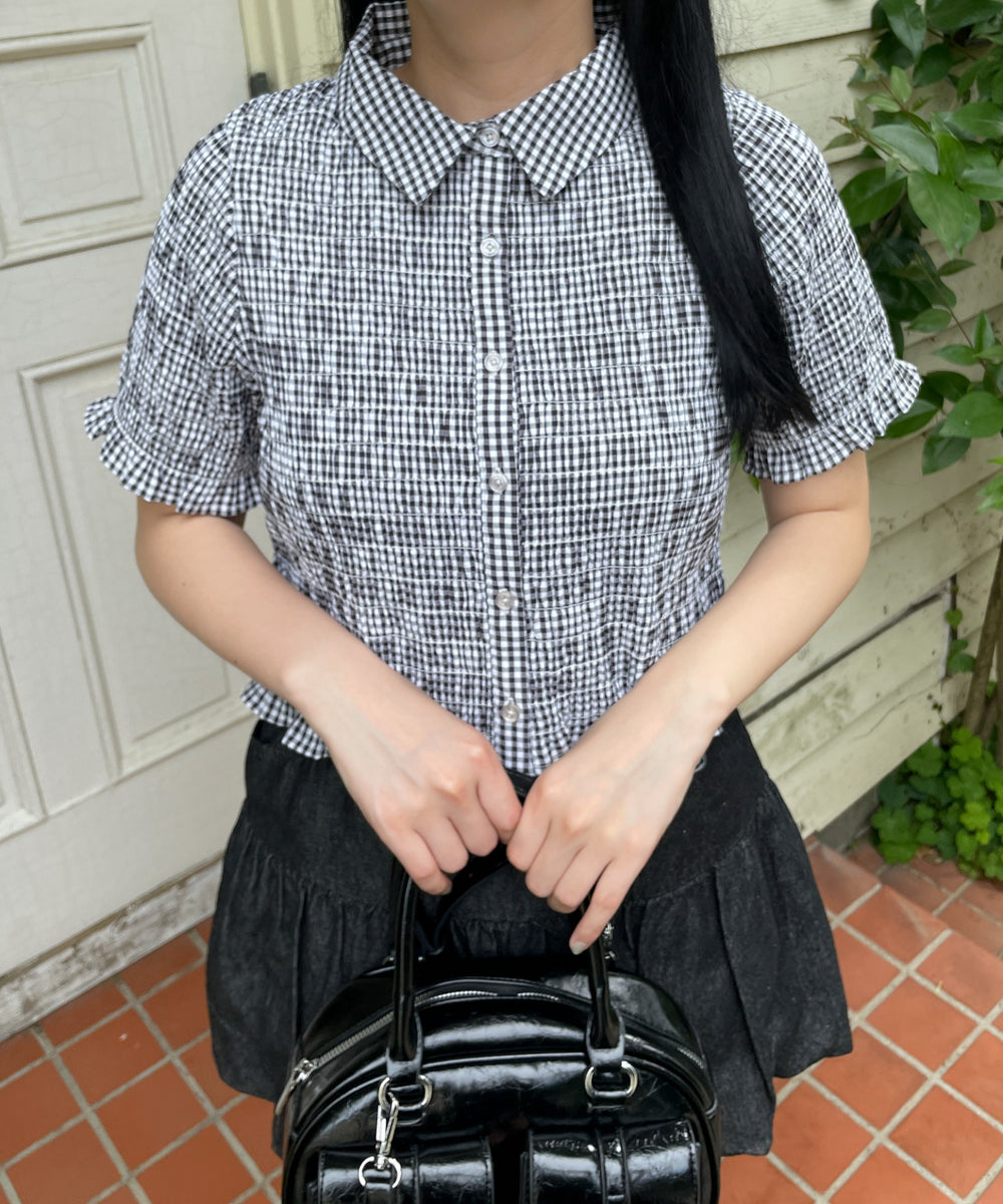 ブラックチェック1　モデル:155cm F着用