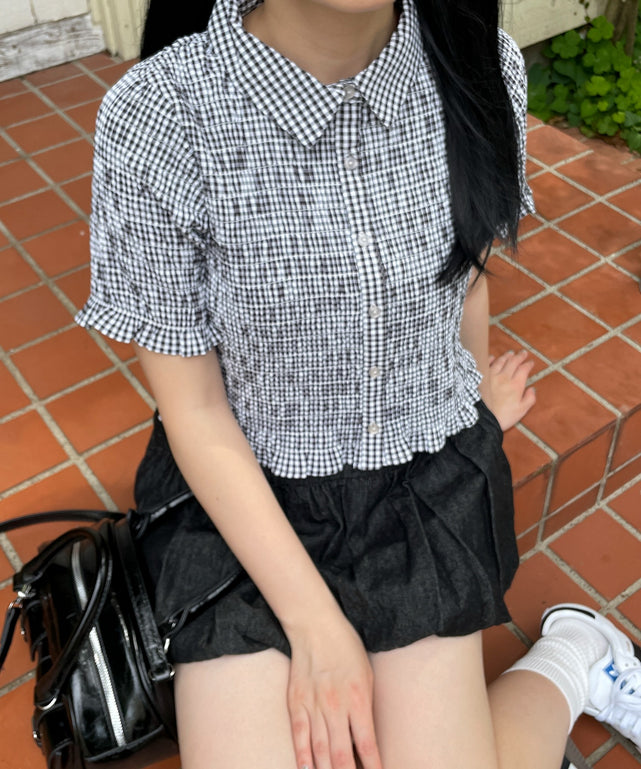 ブラックチェック1　モデル:155cm F着用