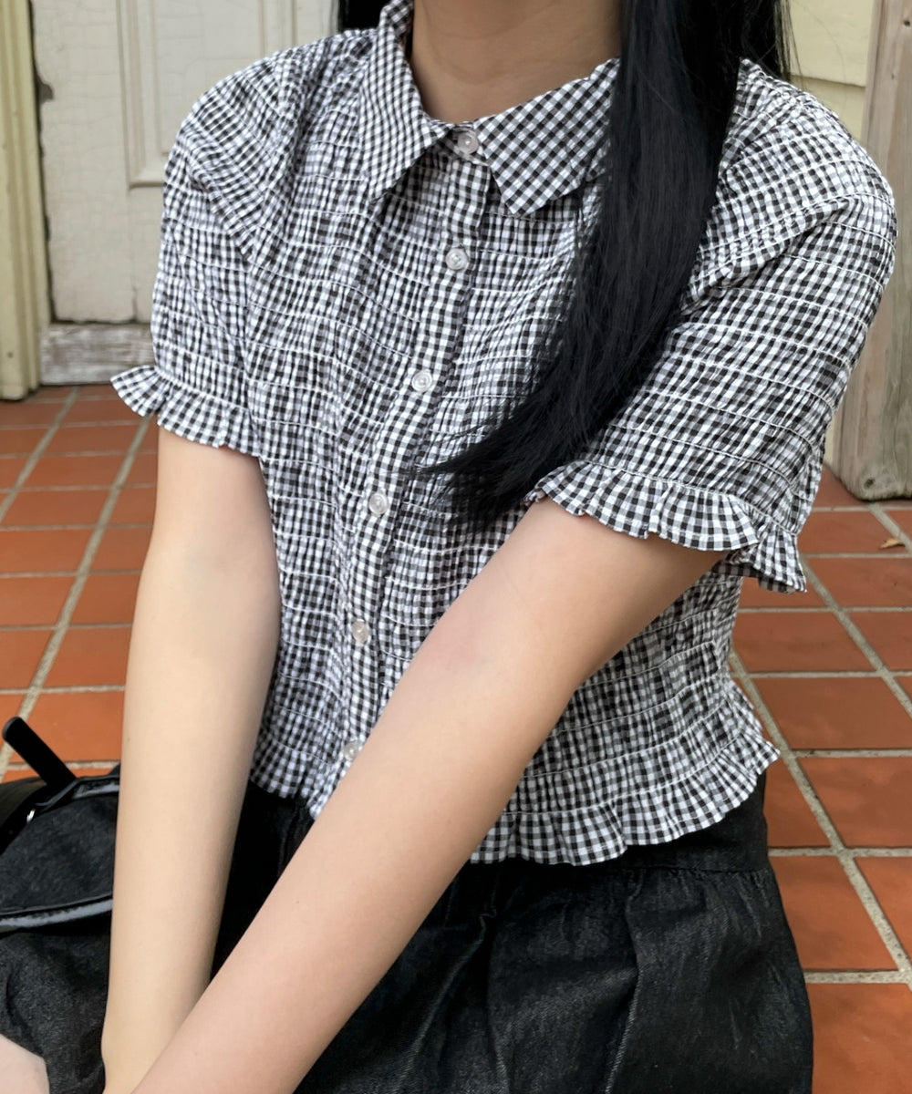 ブラックチェック1　モデル:155cm F着用