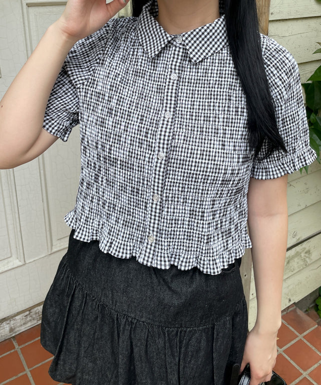 ブラックチェック1　モデル:155cm F着用