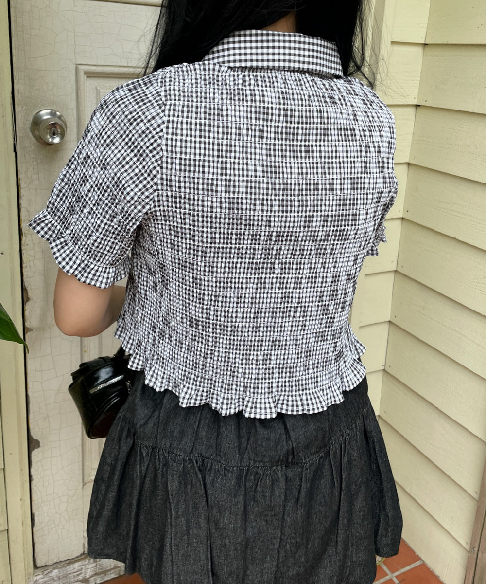 ブラックチェック1　モデル:155cm F着用