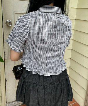 ブラックチェック1　モデル:155cm F着用