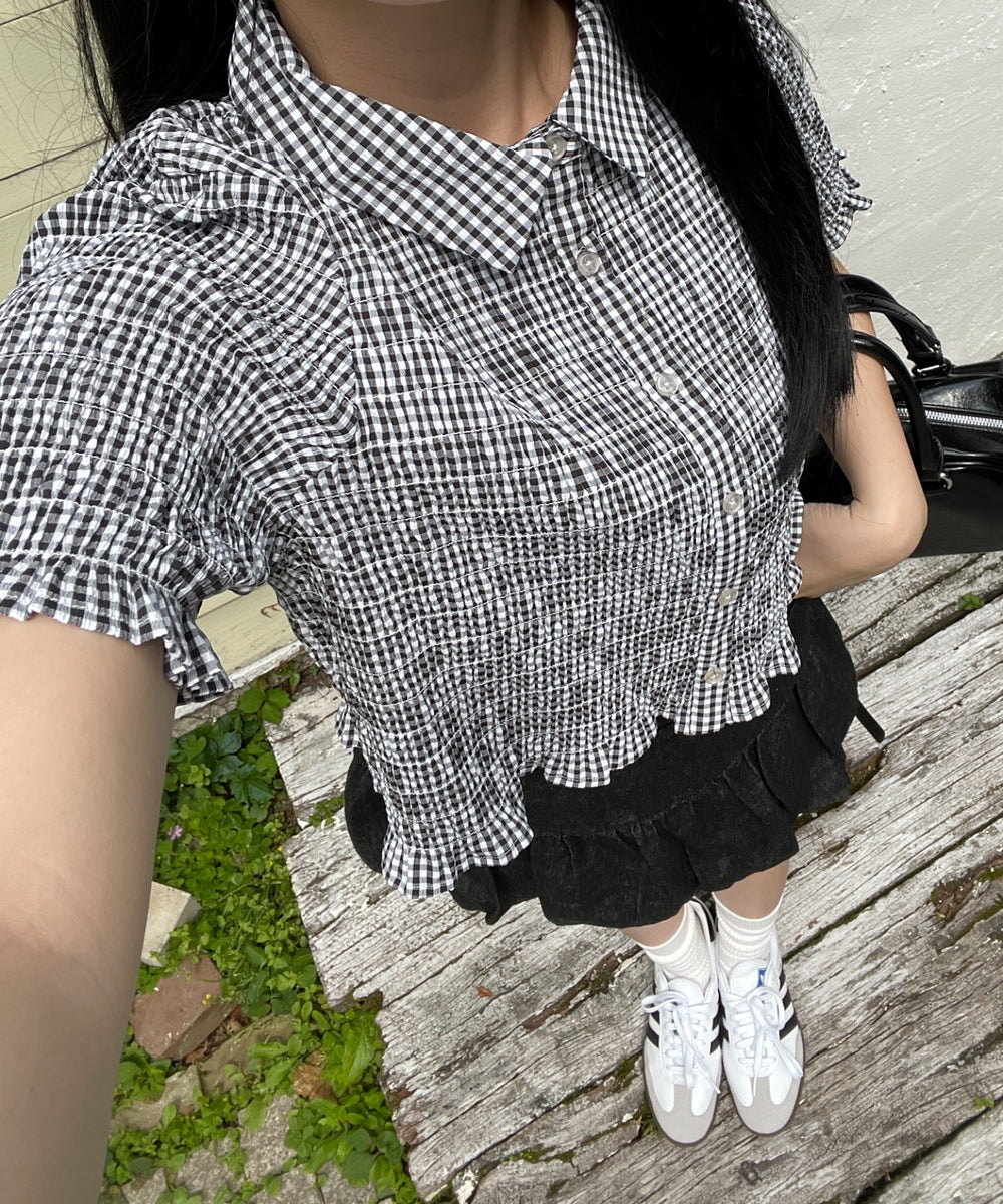 ブラックチェック1　モデル:155cm F着用