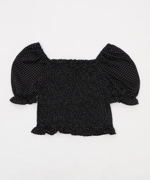 レースアップシャーリングブラウス