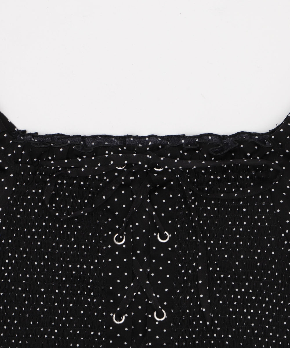 レースアップシャーリングブラウス