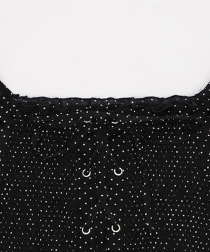 レースアップシャーリングブラウス