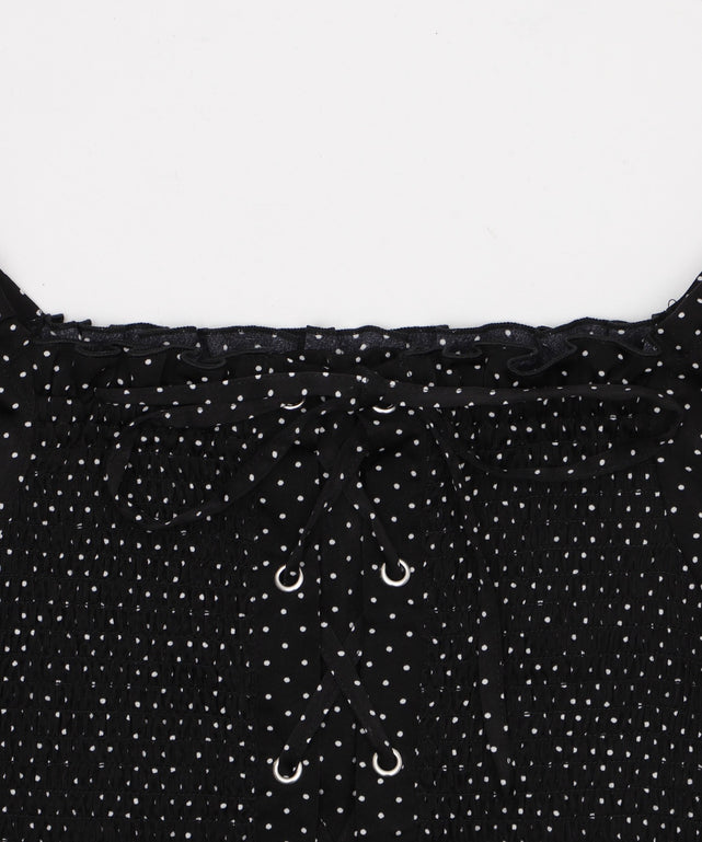 レースアップシャーリングブラウス