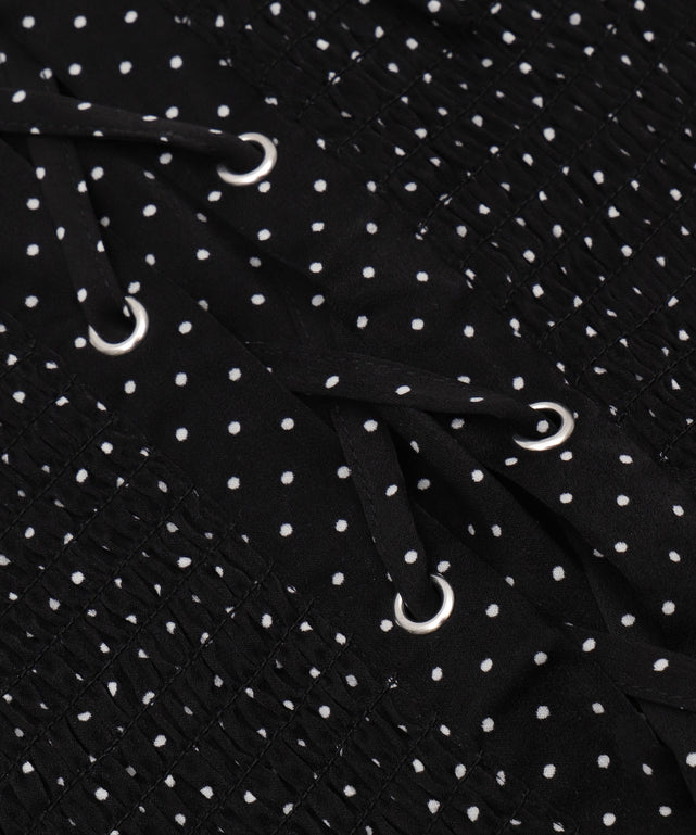 レースアップシャーリングブラウス