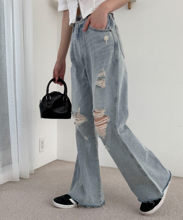 デニム淡加工 モデル：160cm M着用