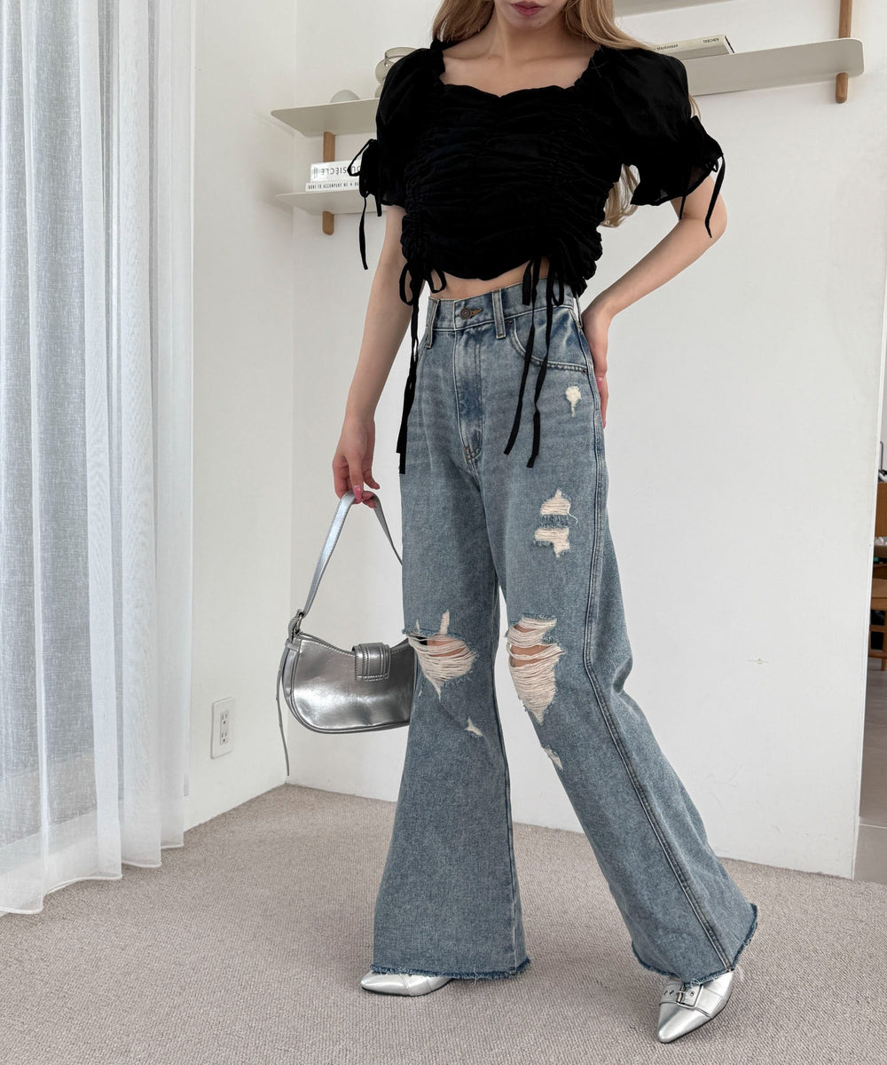 デニム中濃加工 モデル：160cm M着用