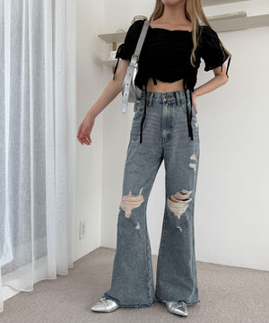 デニム中濃加工 モデル：160cm M着用