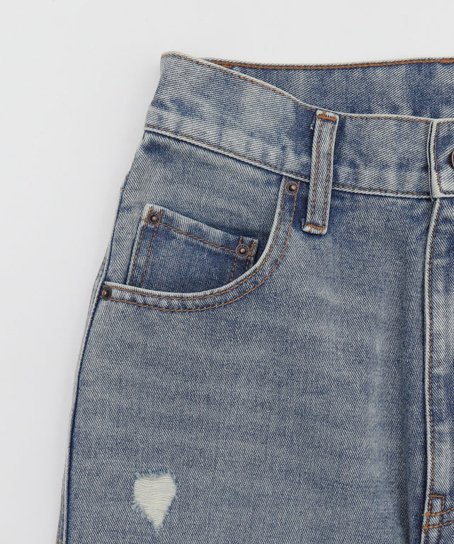 ダメージフレアデニムパンツ