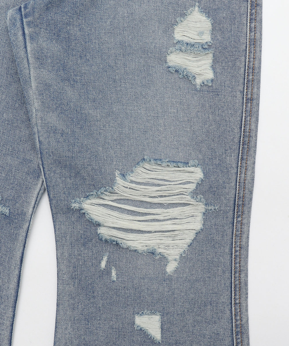 ダメージフレアデニムパンツ