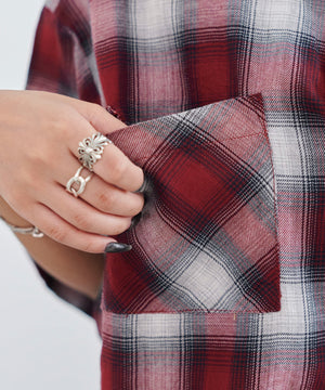 ショートチェックシャツ（S）