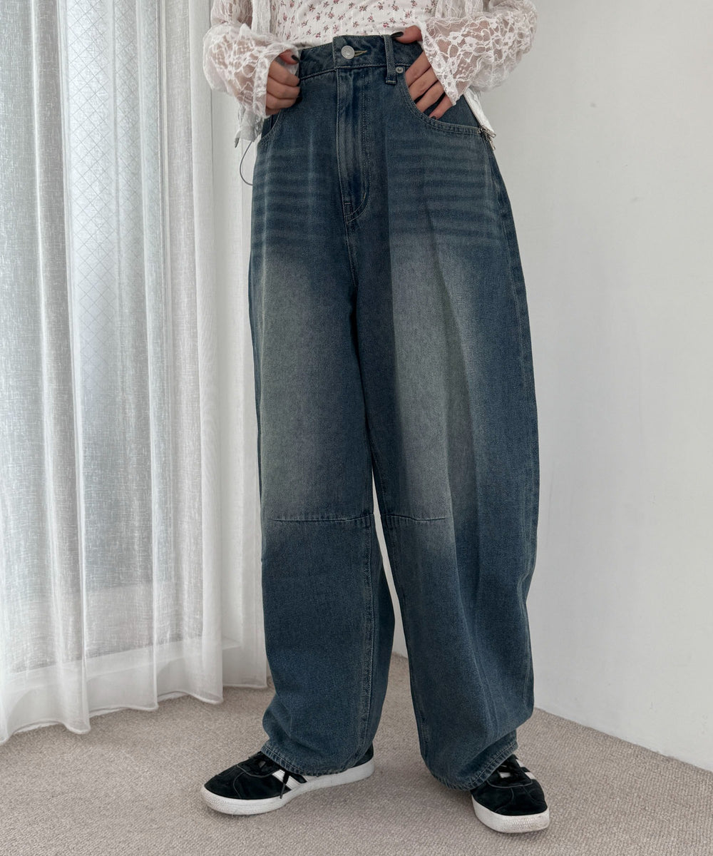 デニム中濃加工 モデル：158cm M着用