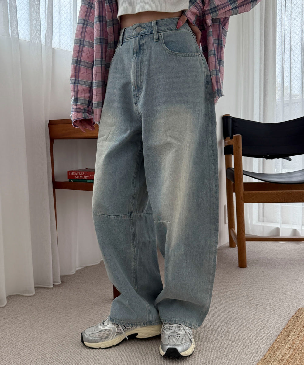 デニム淡加工 モデル：160cm M着用