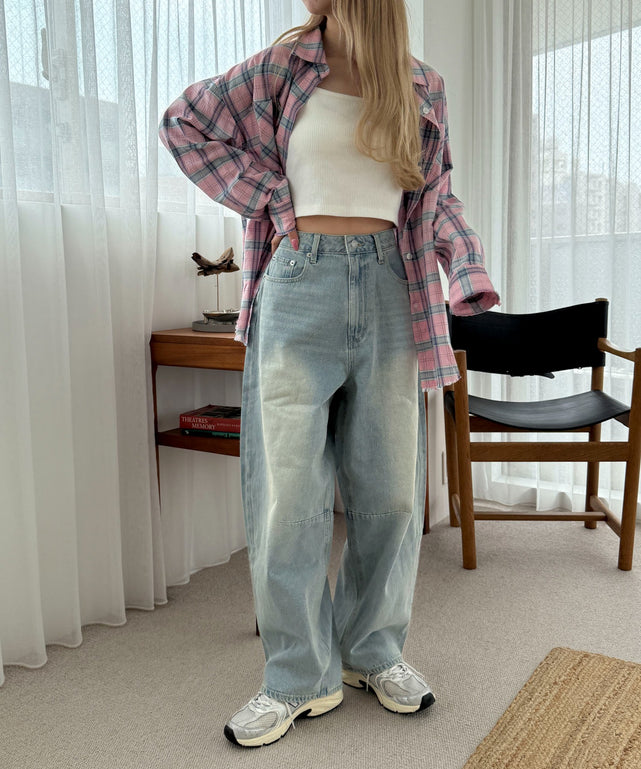 デニム淡加工 モデル：160cm M着用