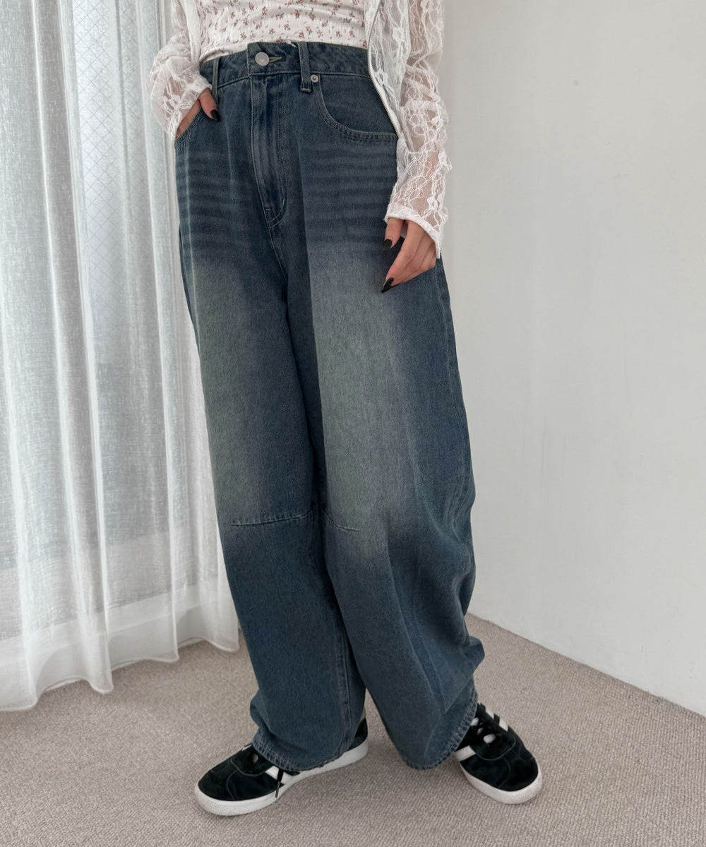 デニム中濃加工 モデル：158cm M着用