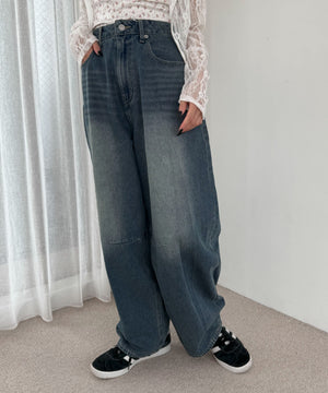 デニム中濃加工 モデル：158cm M着用