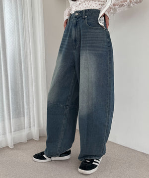 デニム中濃加工 モデル：158cm M着用