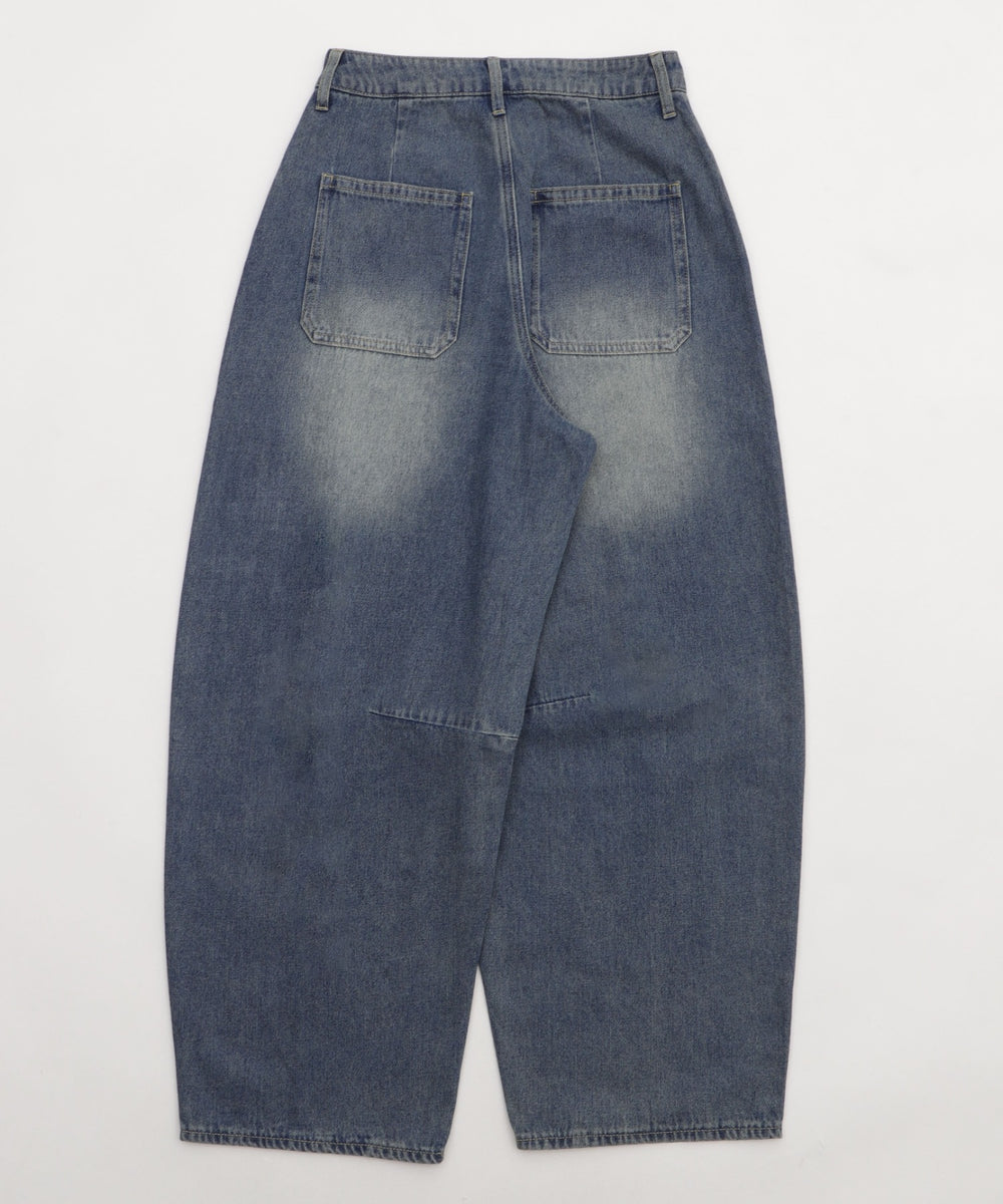 サマーデニムバレルレッグパンツ