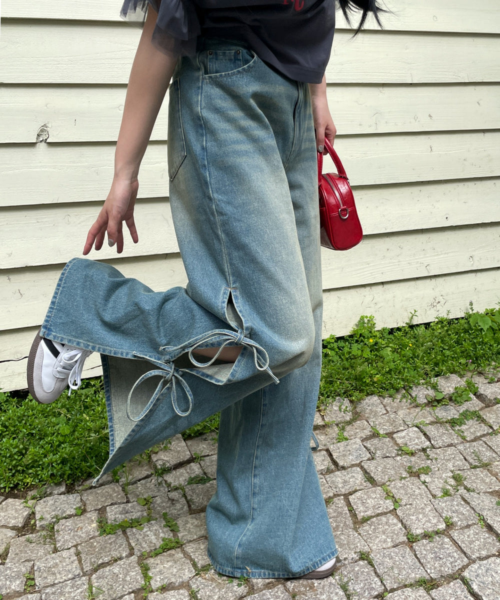 デニム中濃加工　モデル:155cm M着用