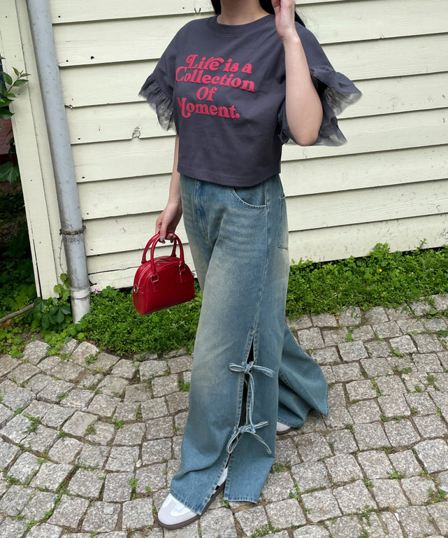 デニム中濃加工　モデル:155cm M着用